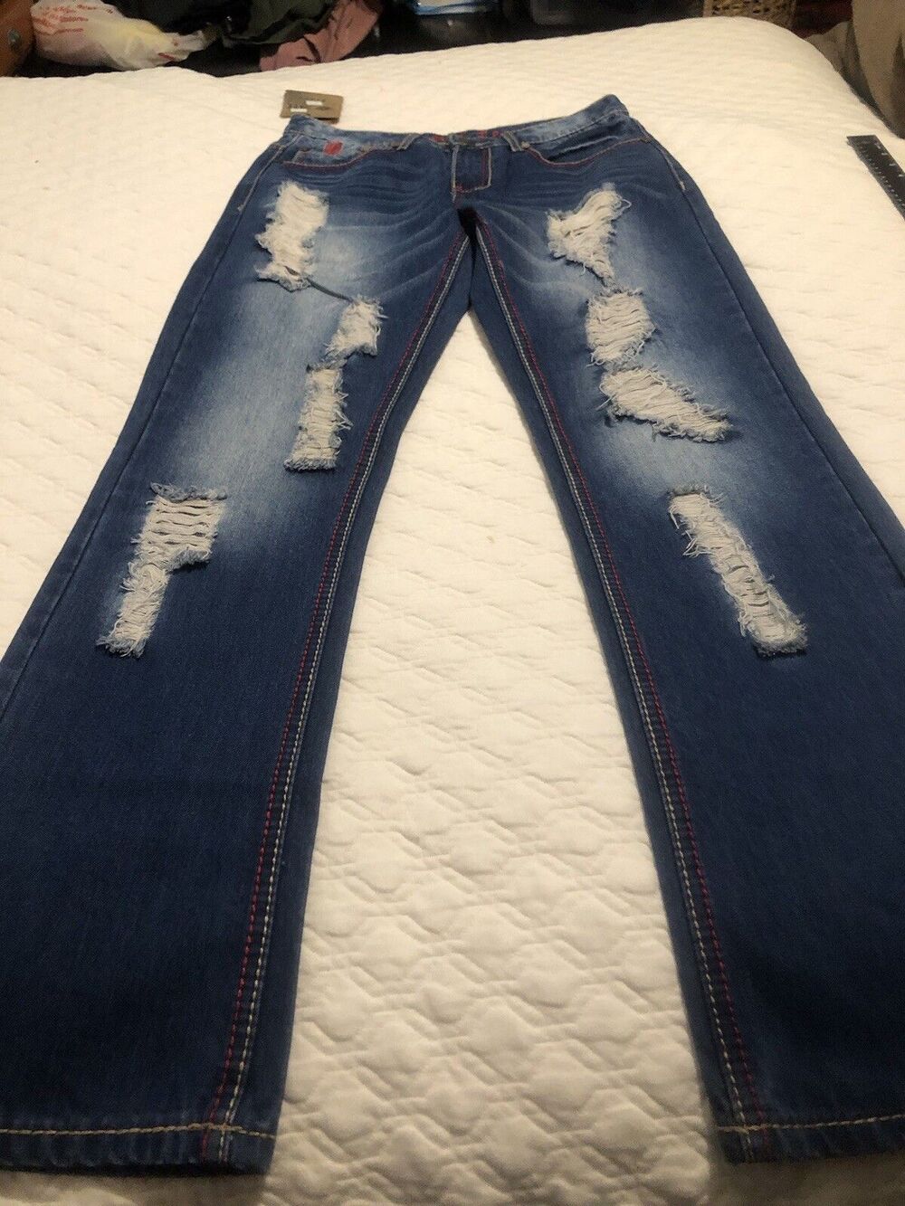ALF  Jeans Mens Western Wear Thick Stitched Distressed Size 30/30- NWT